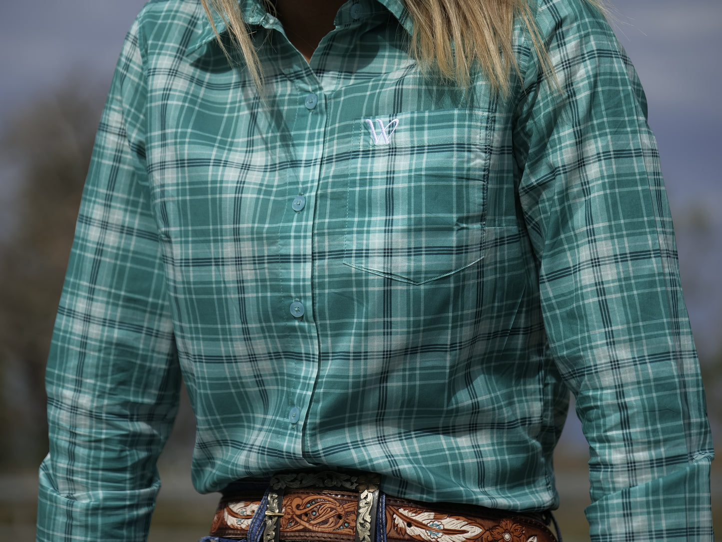 Sunny Check Button-Up - Teal
