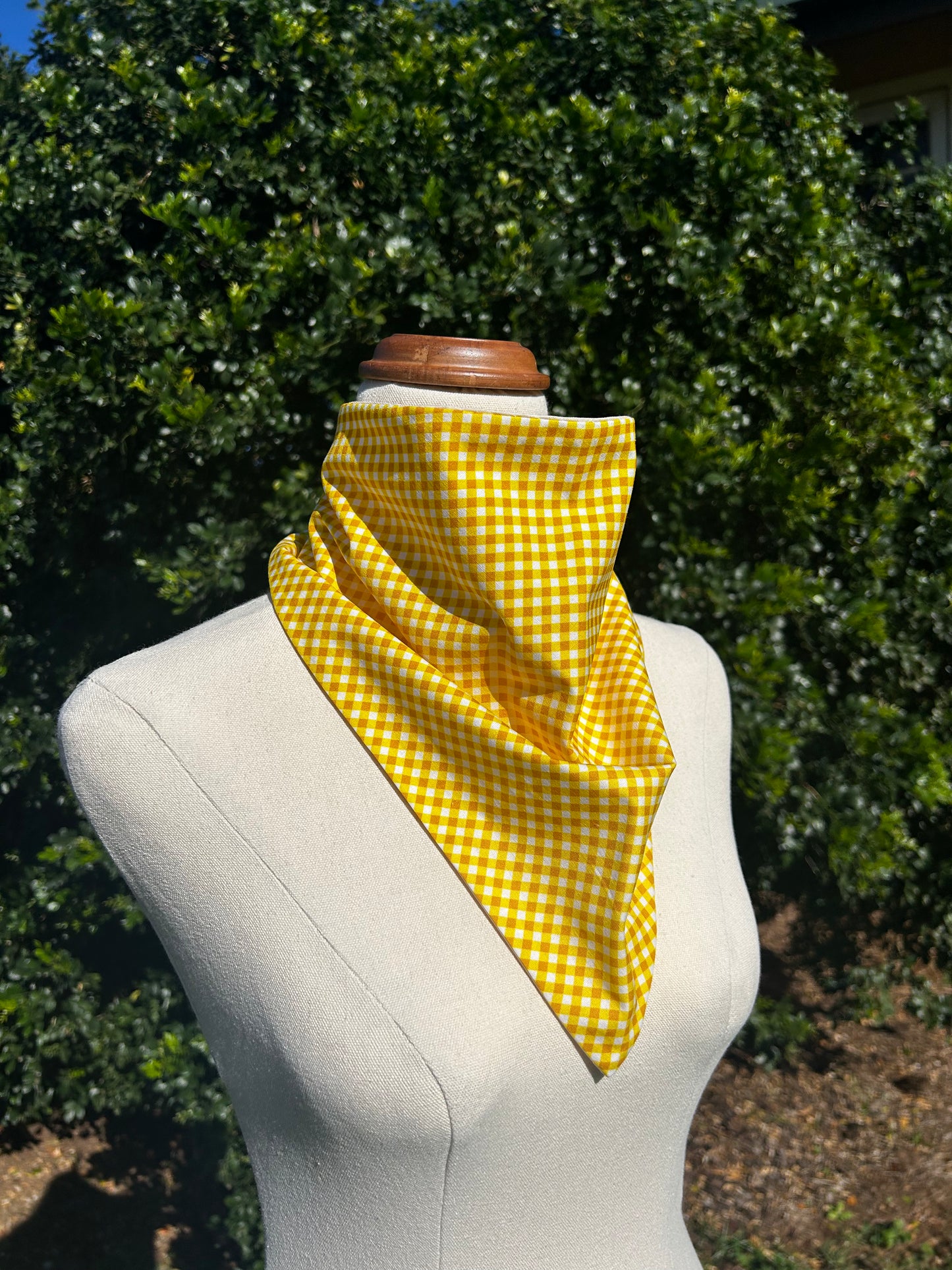 Yellow Gingham & Cream Reversible Neck Scarf