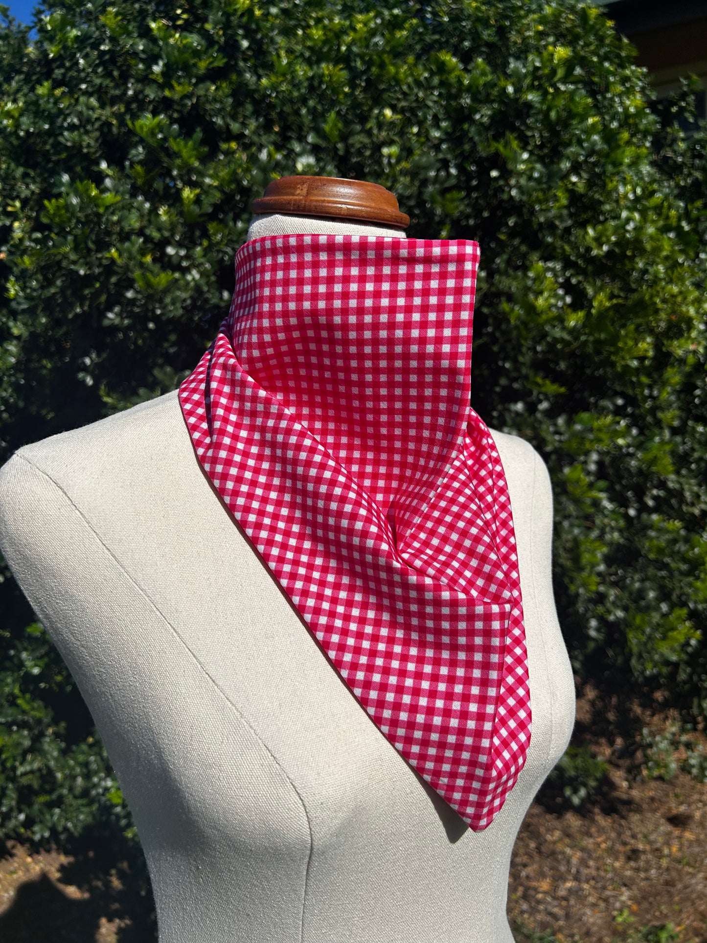 Hot Pink Gingham & Red Reversible Neck Scarf