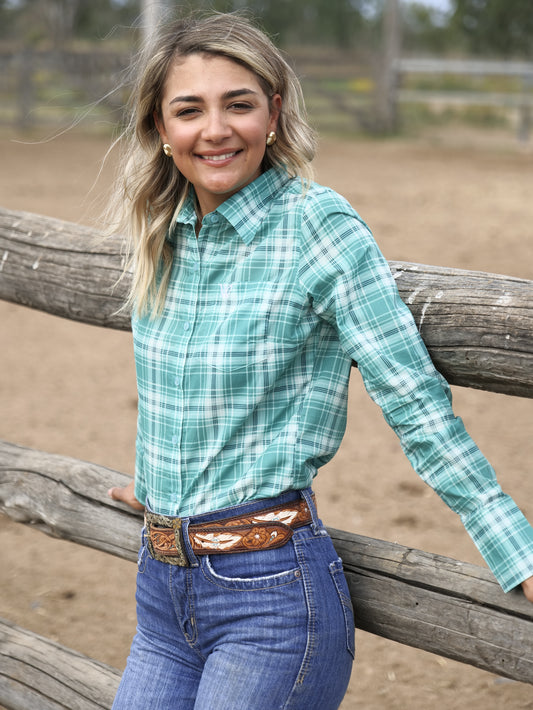 Sunny Check Button-Up - Teal