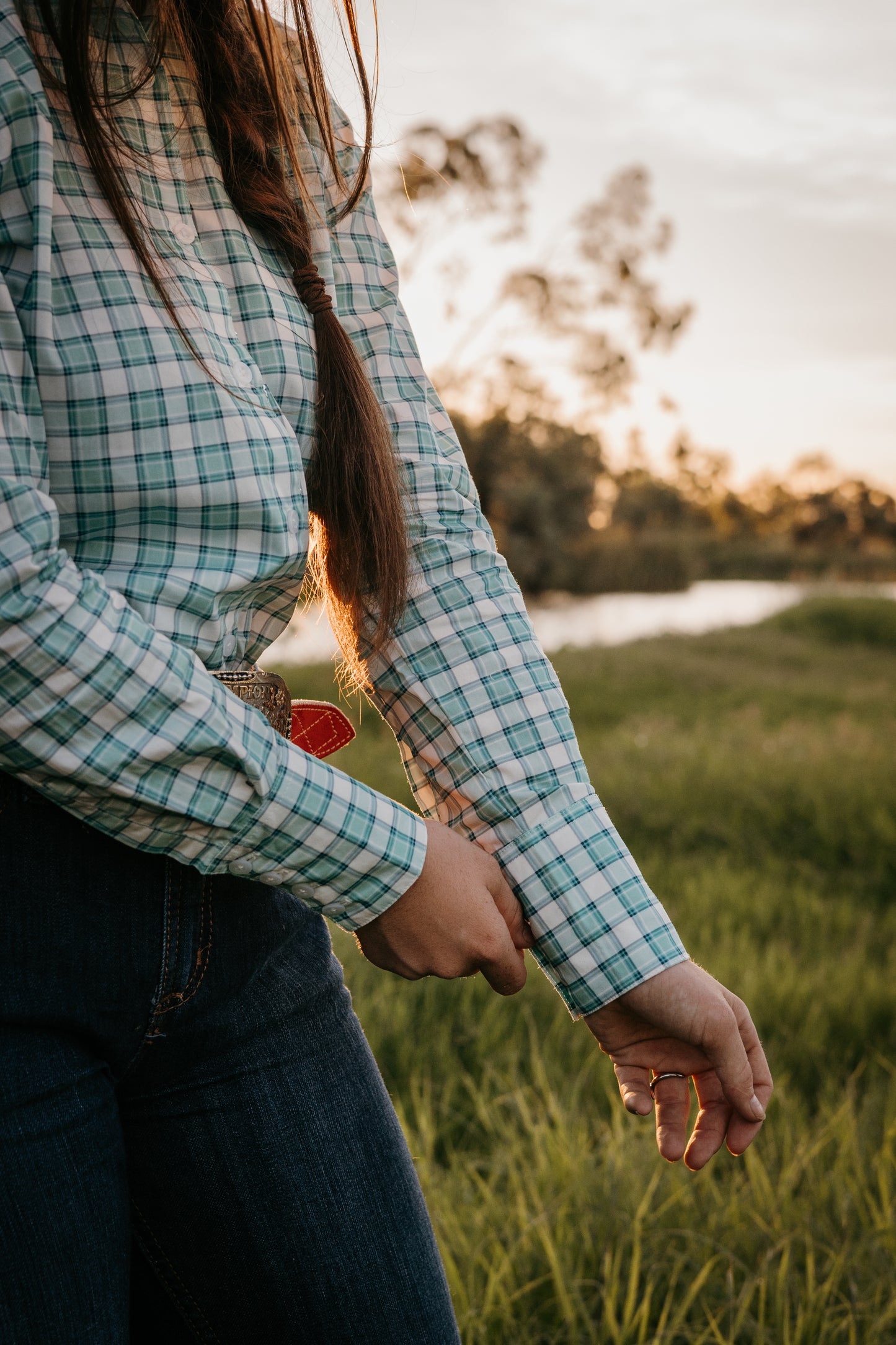 Wylder Button - Up Turquoise Check