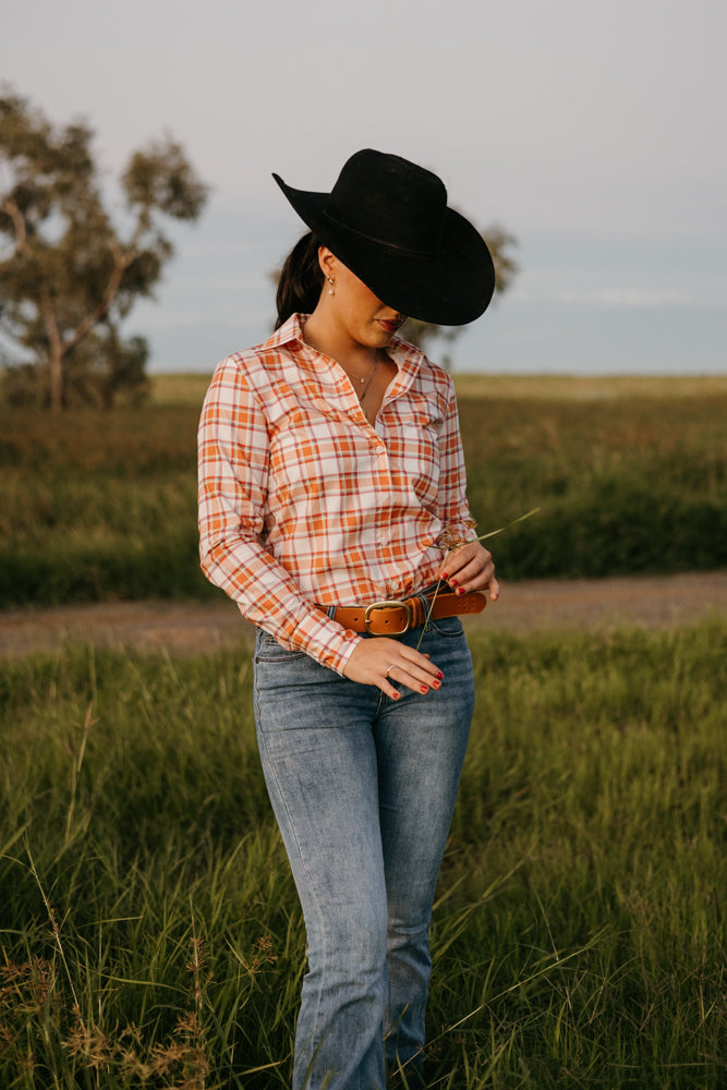 Wylder Button - Up Orange Check