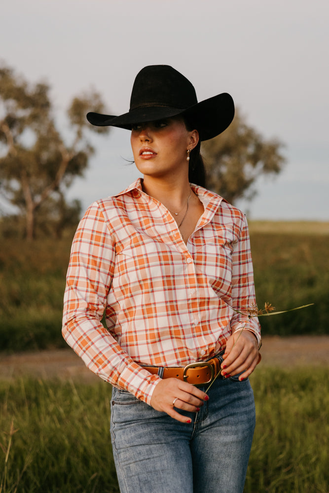 Wylder Button - Up Orange Check