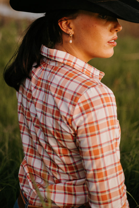 Wylder Button - Up Orange Check