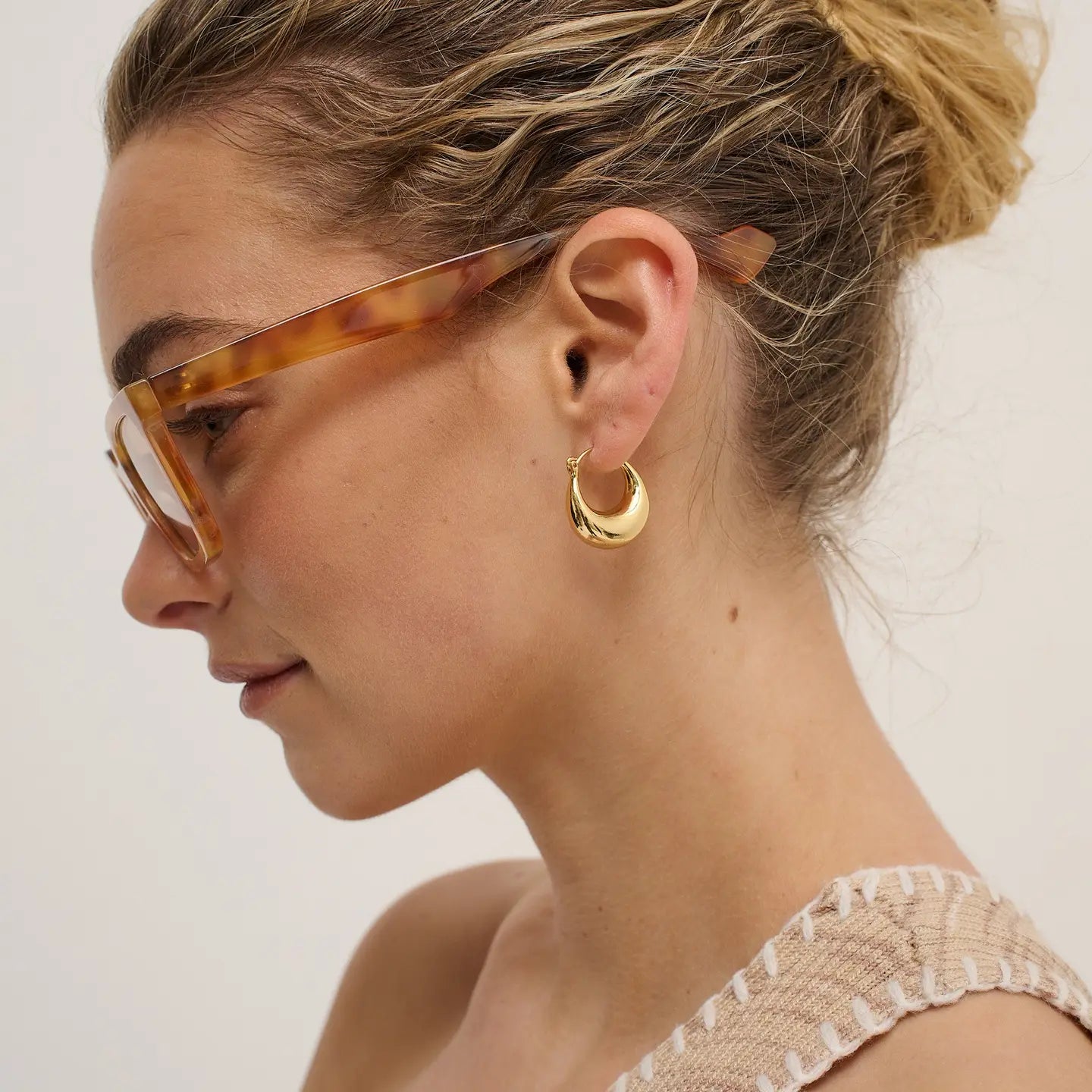 Kitty Rectangular Sunglasses in Vintage Tort