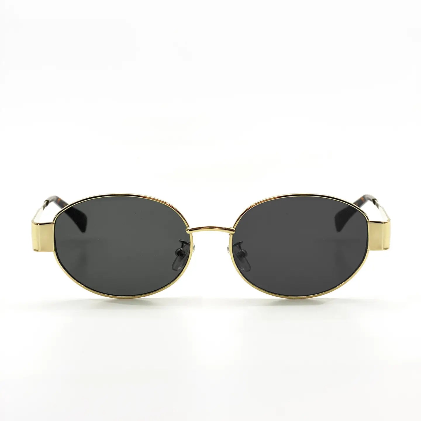 Round Metal Oval Sunglasses w/ black lenses