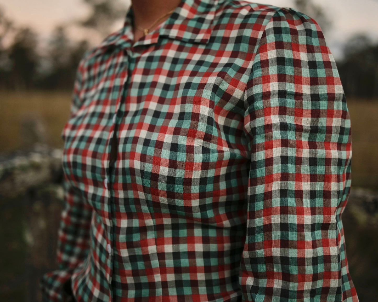 Red & Teal Gingham Campdraft Blouse