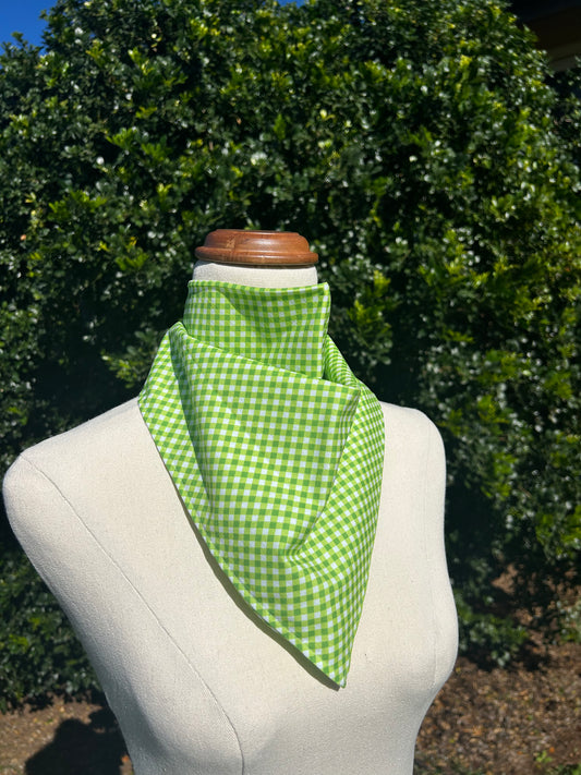 Green & White Gingham Neck Scarf