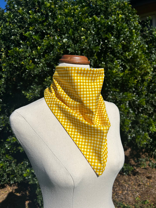 Yellow Gingham & Cream Reversible Neck Scarf