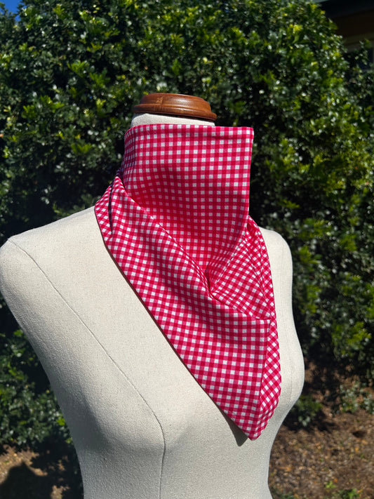 Hot Pink Gingham & Red Reversible Neck Scarf