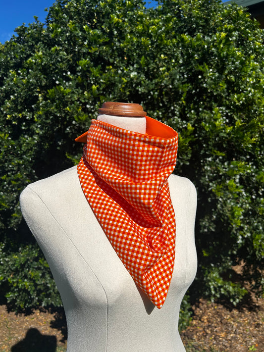 Orange Gingham & Orange Reversible Neck Scarf