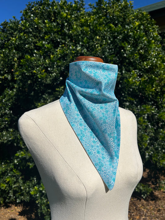 Blue Floral & White Reversible Neck Scarf