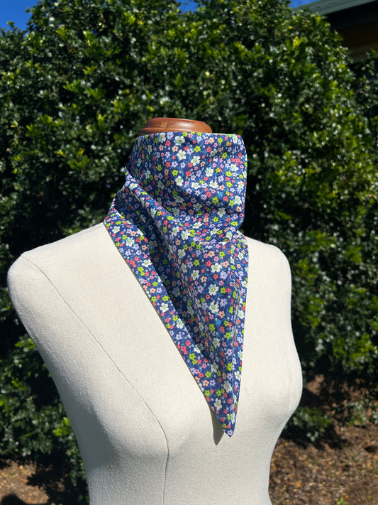 Purple Floral & Lime Green Reversible Neck Scarf