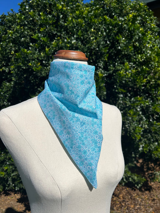 Blue Floral & Baby Blue Reversible Neck Scarf